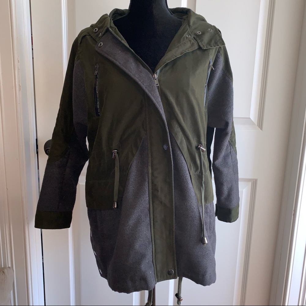 Green & Grey ASOS Petite Winter Coat w/ Hood Sz 0